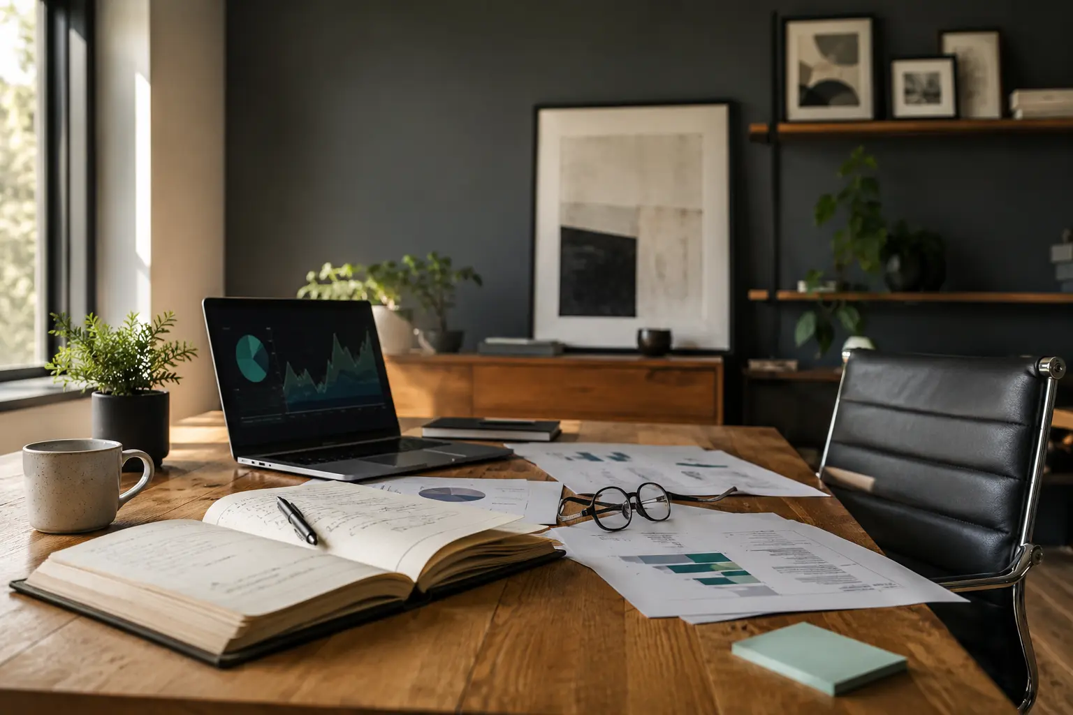 Independent digital marketing specialist workspace