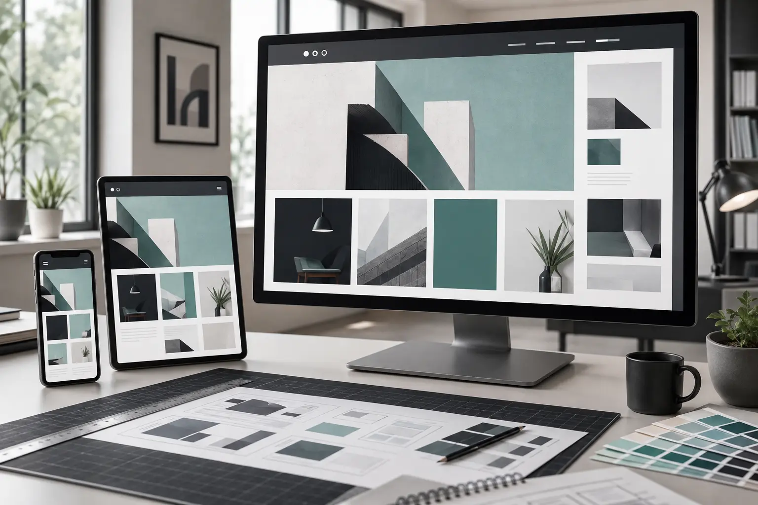 Responsive WordPress website design workspace