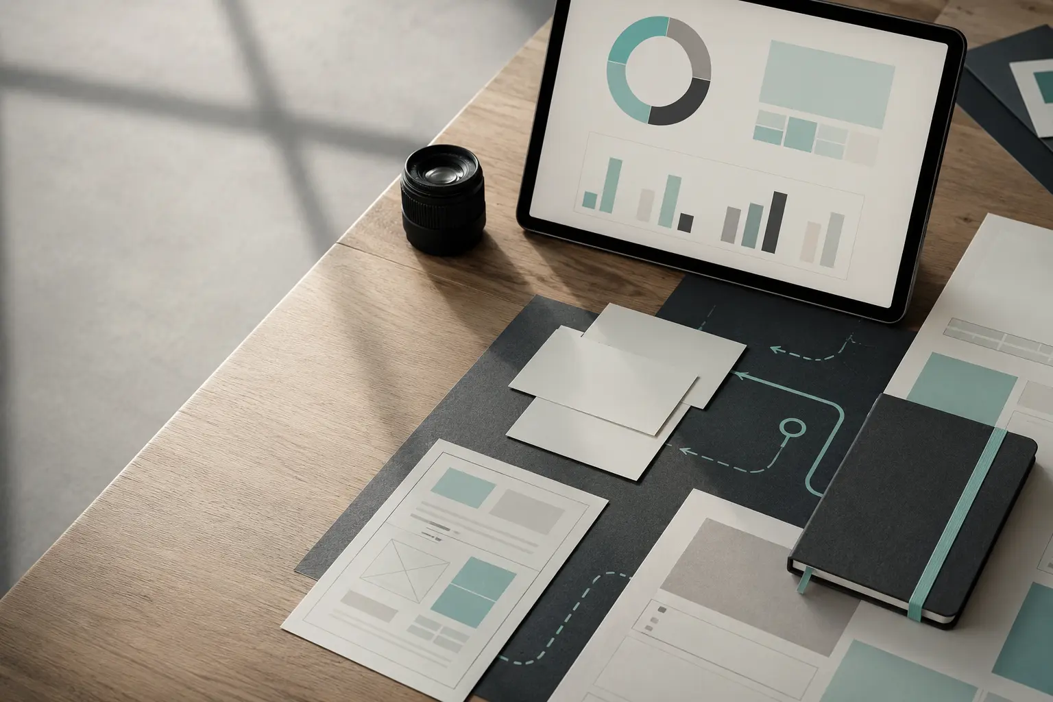 Creative campaign planning with printed concepts and analytics