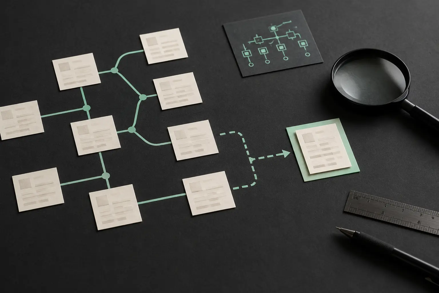 SEO strategy dashboard and planning materials